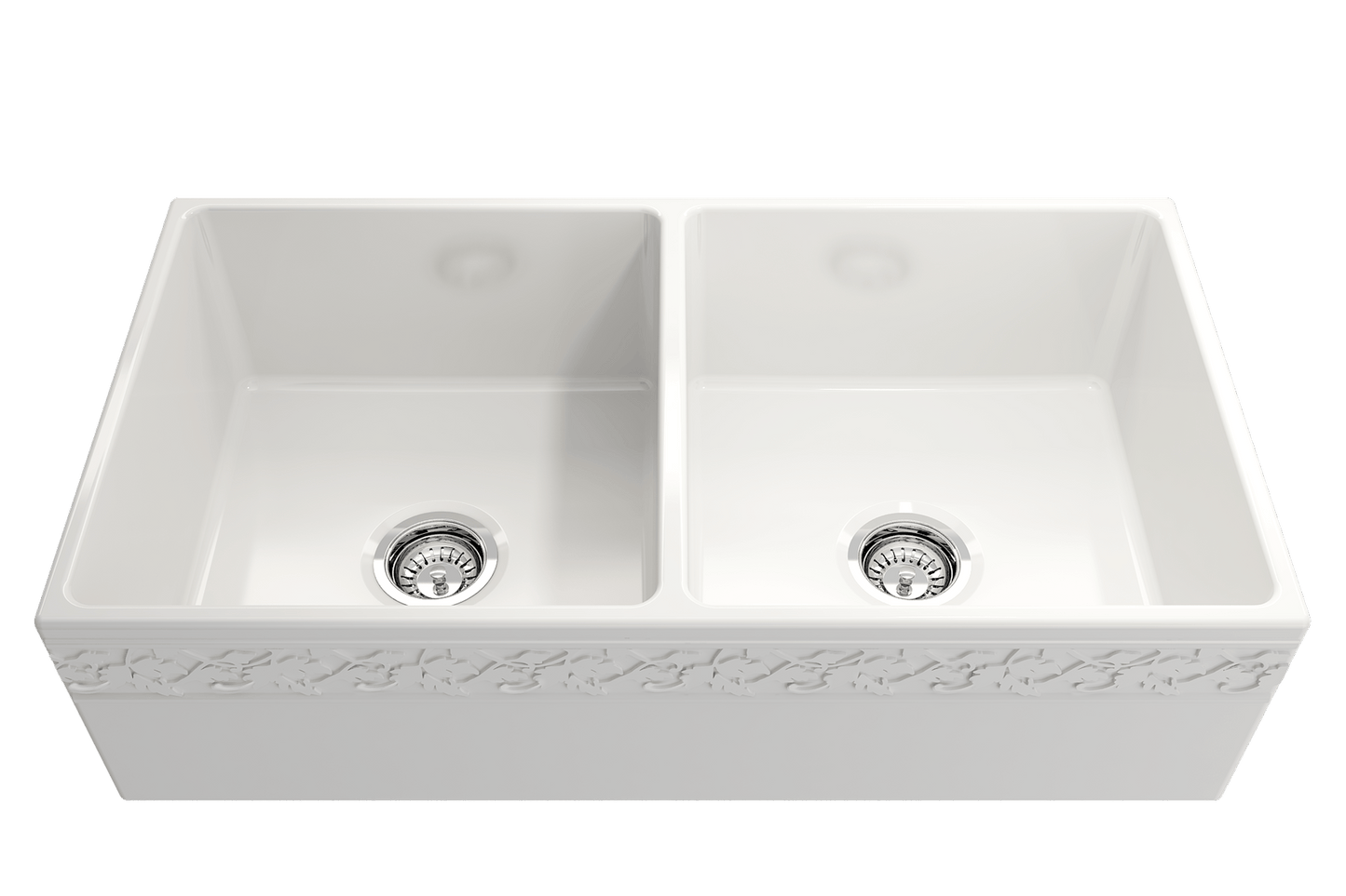 Vigneto Apron Front Fireclay 36" Double Bowl Kitchen Sink in White
