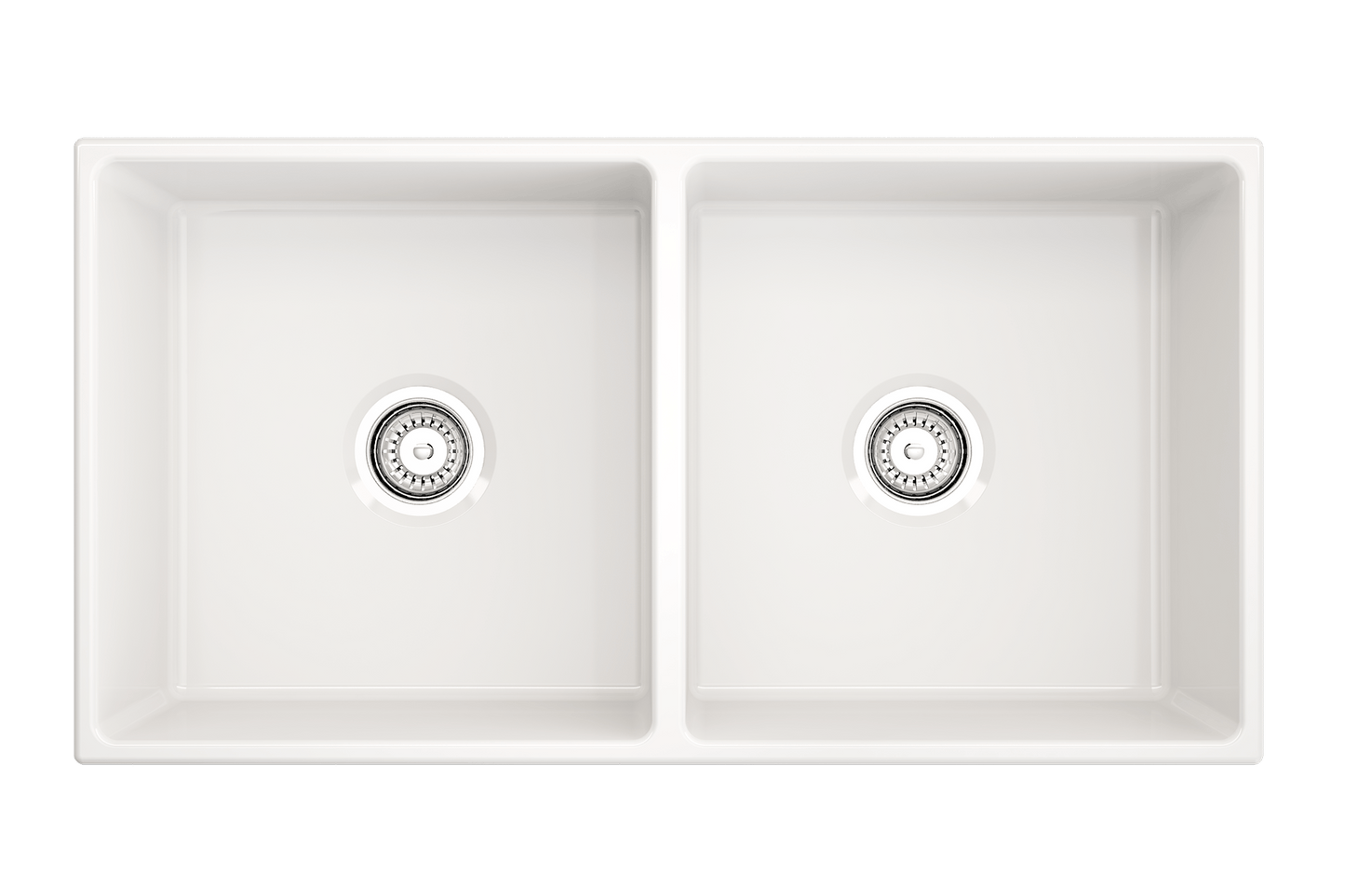 Vigneto Apron Front Fireclay 36" Double Bowl Kitchen Sink in White