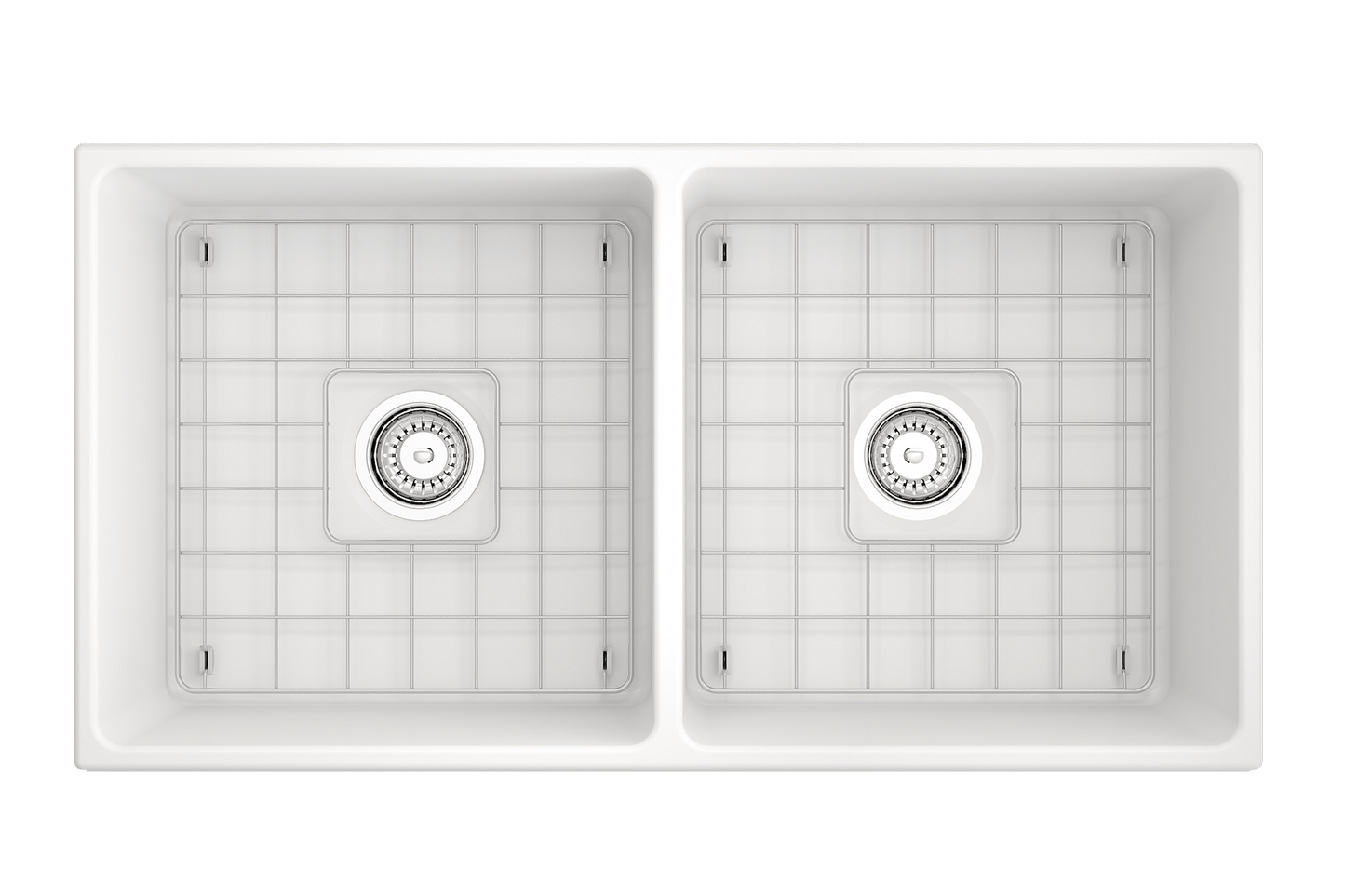 Vigneto Apron Front Fireclay 36" Double Bowl Kitchen Sink in Matte White