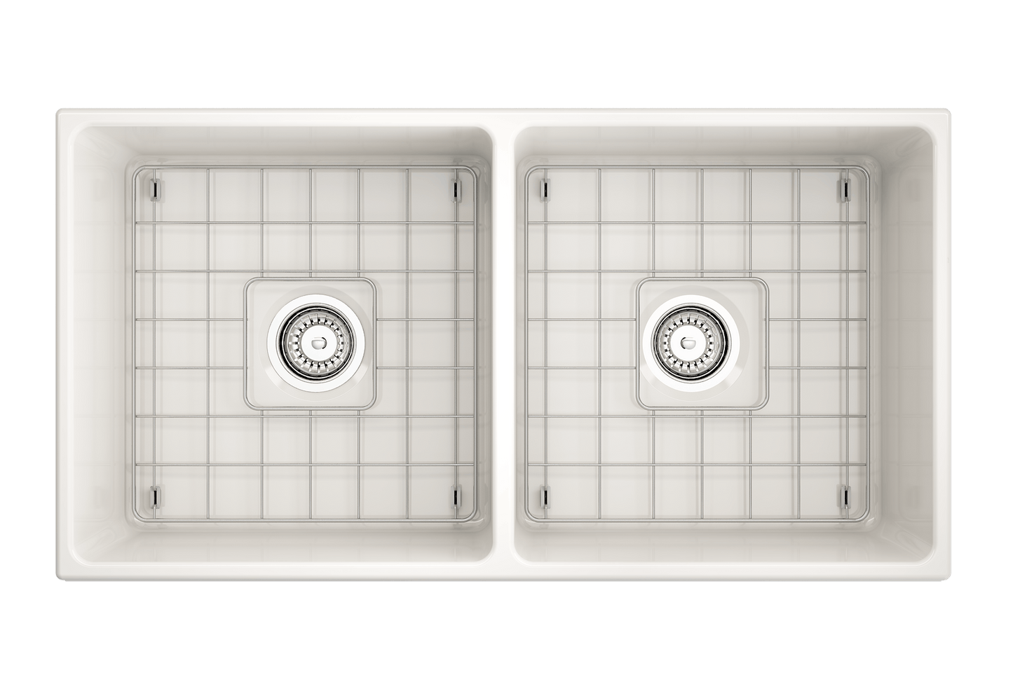 Vigneto Apron Front Fireclay 36" Double Bowl Kitchen Sink in Biscuit