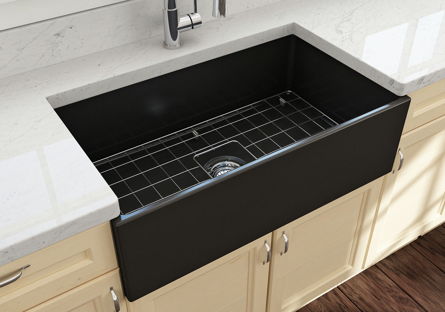 Contempo Apron Front Fireclay 33" Single Bowl Kitchen Sink in Matte Black