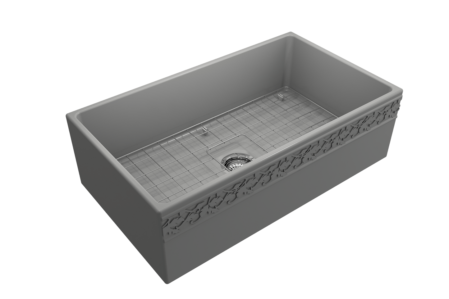 Vigneto Apron Front Fireclay 33" Single Bowl Kitchen Sink in Matte Gray