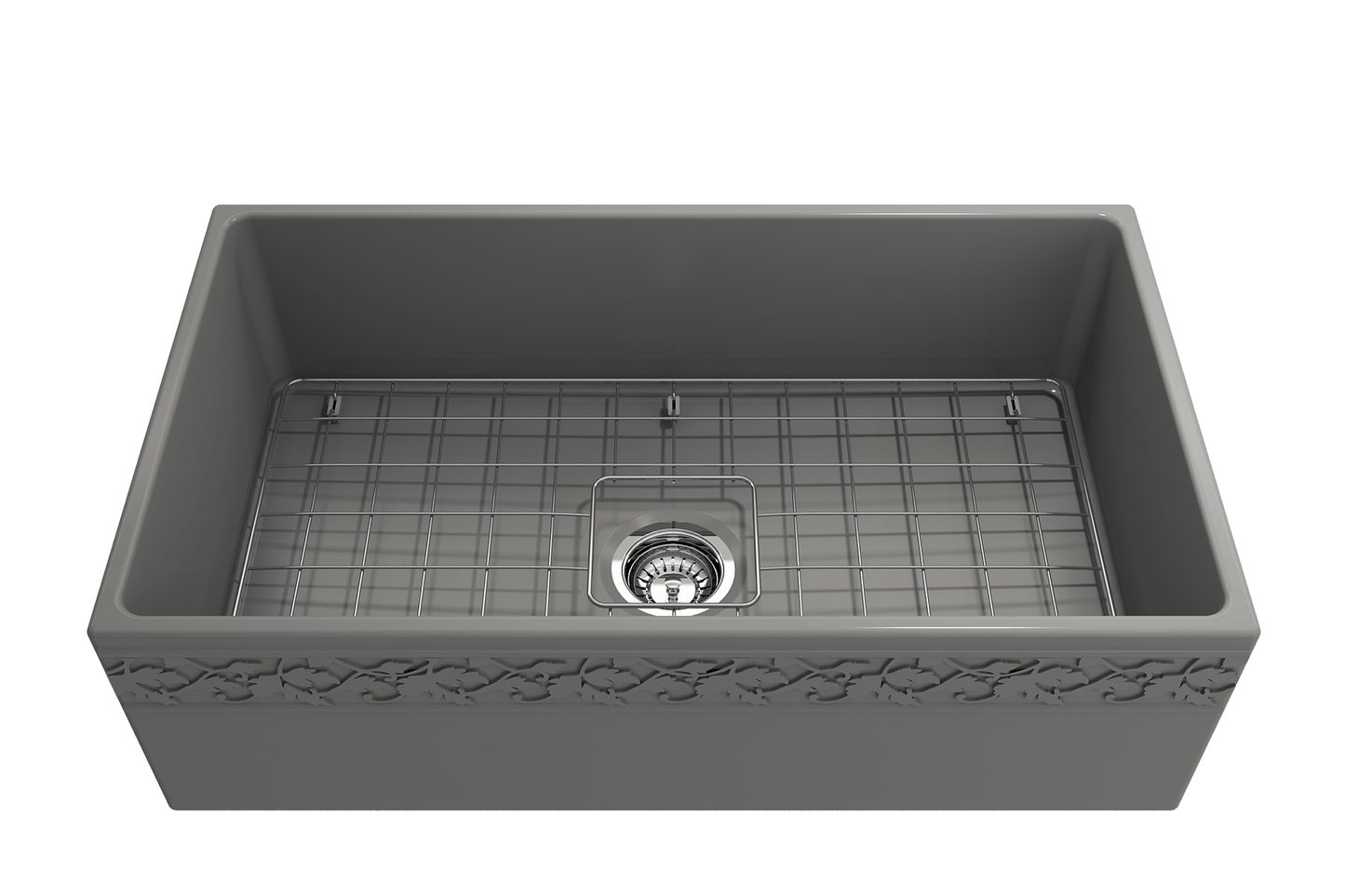 Vigneto Apron Front Fireclay 33" Single Bowl Kitchen Sink in Matte Gray
