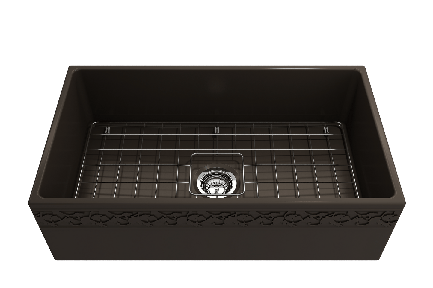 Vigneto Apron Front Fireclay 33" Single Bowl Kitchen Sink in Matte Brown