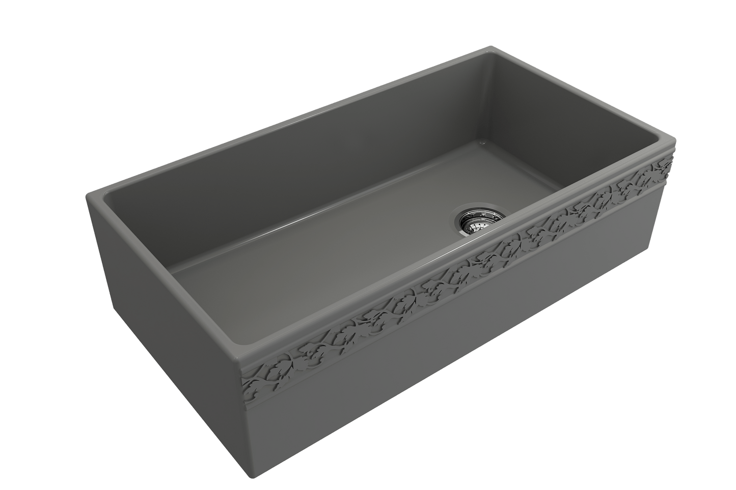Vigneto Apron Front Fireclay 36" Single Bowl Kitchen Sink in Matte Gray