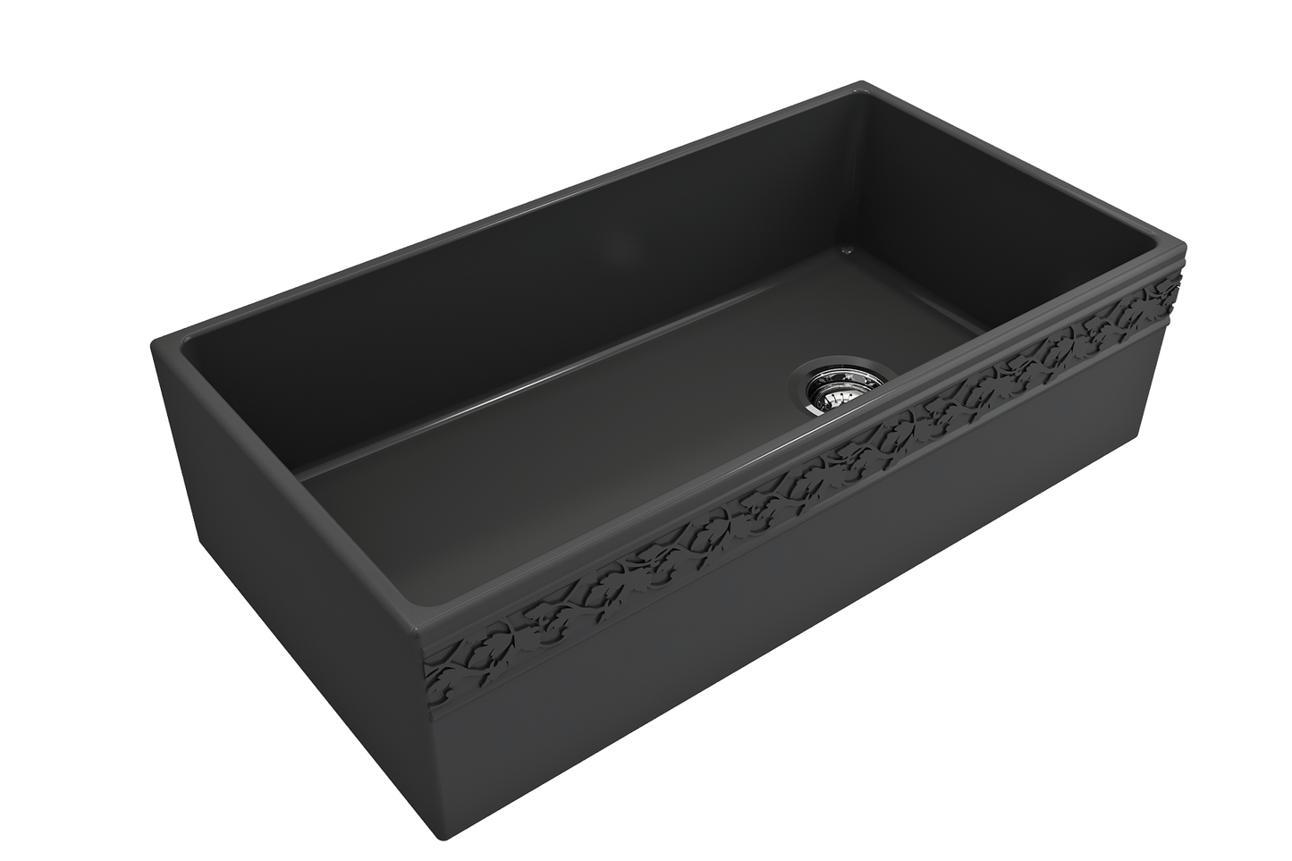 Vigneto Apron Front Fireclay 36" Single Bowl Kitchen Sink in Matte Dark Gray