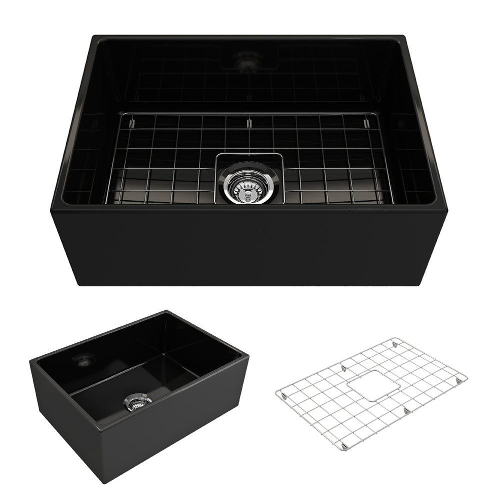Contempo Apron Front Fireclay 27" Single Bowl Kitchen Sink in Black
