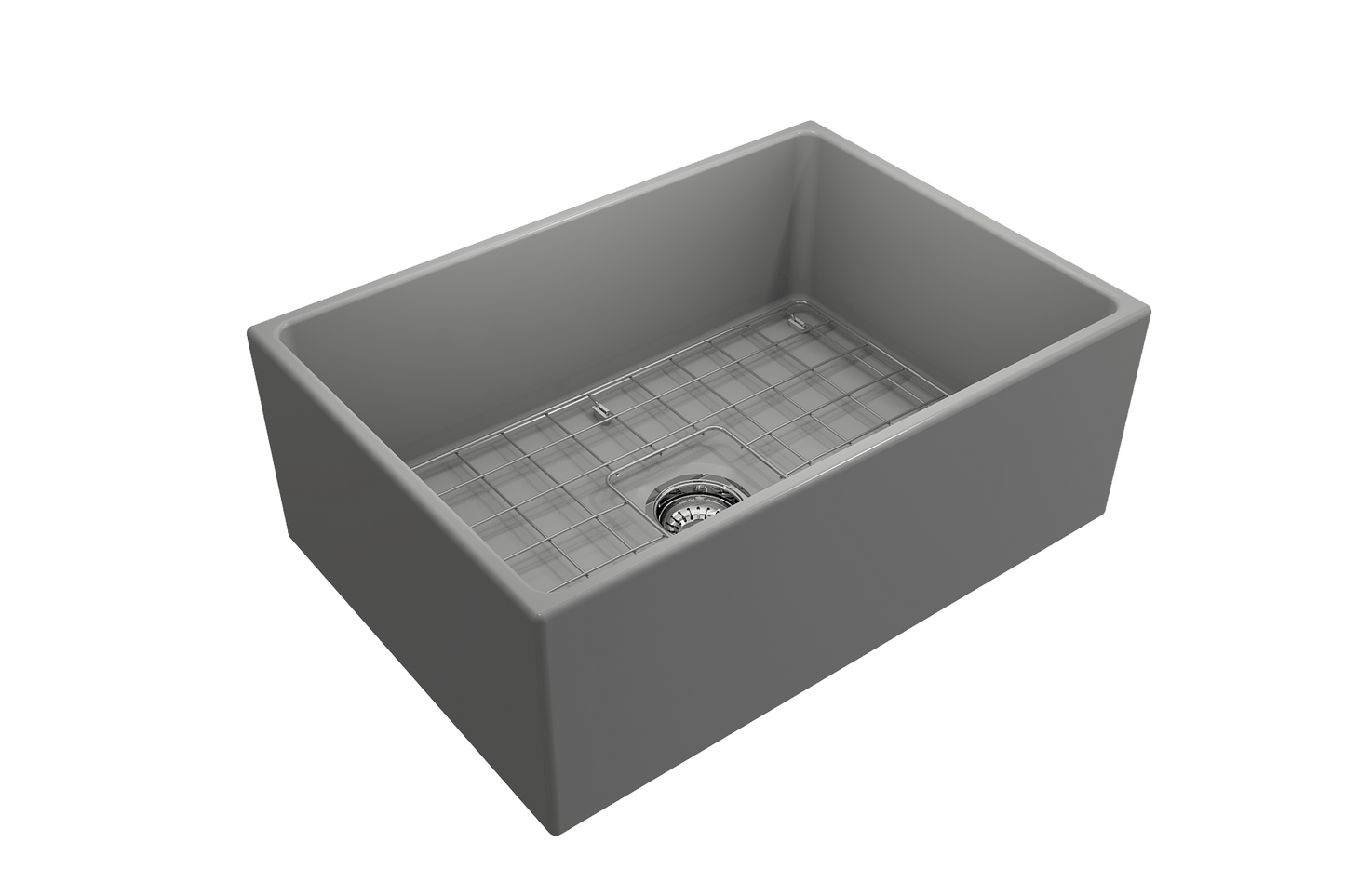 Contempo Apron Front Fireclay 27" Single Bowl Kitchen Sink in Matte Gray