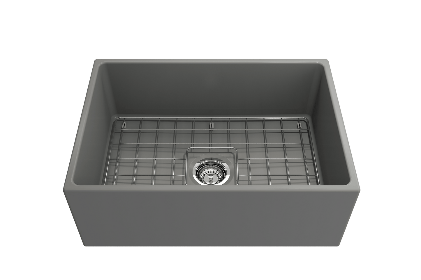 Contempo Apron Front Fireclay 27" Single Bowl Kitchen Sink in Matte Gray