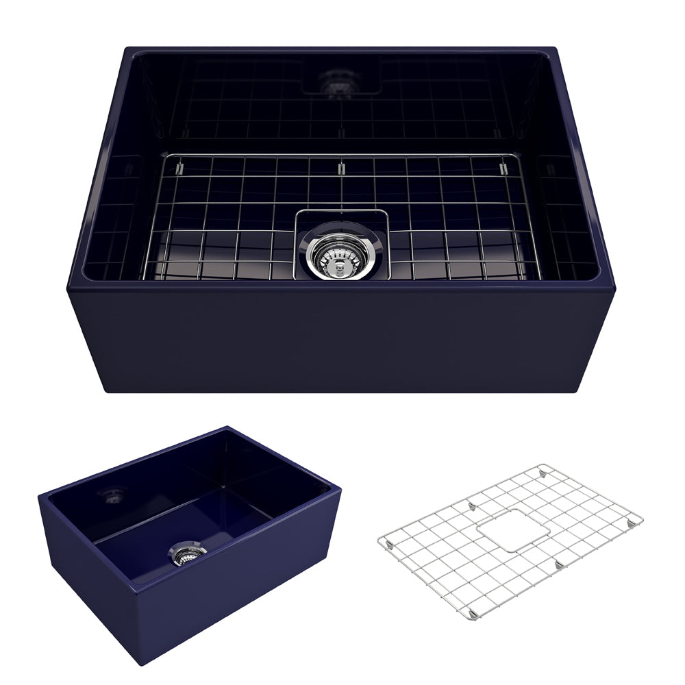Contempo Apron Front Fireclay 27" Single Bowl Kitchen Sink in Sapphire Blue