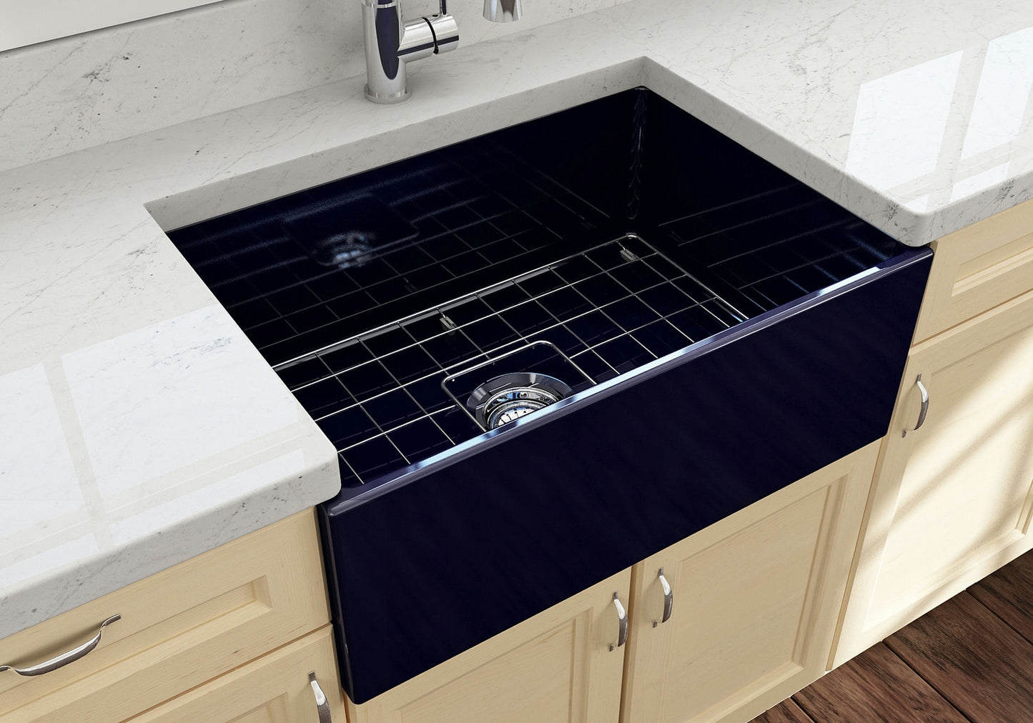 Contempo Apron Front Fireclay 27" Single Bowl Kitchen Sink in Sapphire Blue