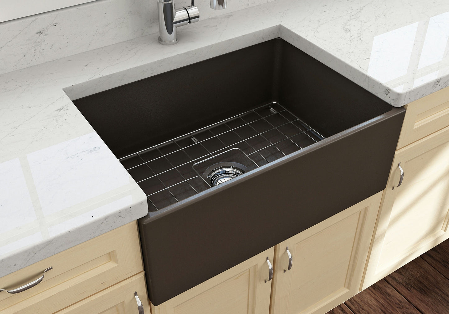 Contempo Apron Front Fireclay 27" Single Bowl Kitchen Sink in Matte Brown