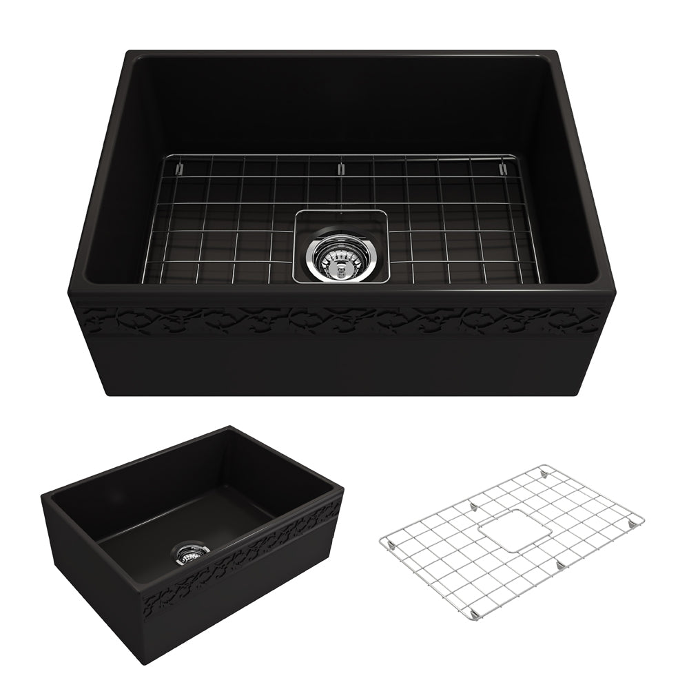Vigneto Apron Front Fireclay 27" Single Bowl Kitchen Sink in Matte Black
