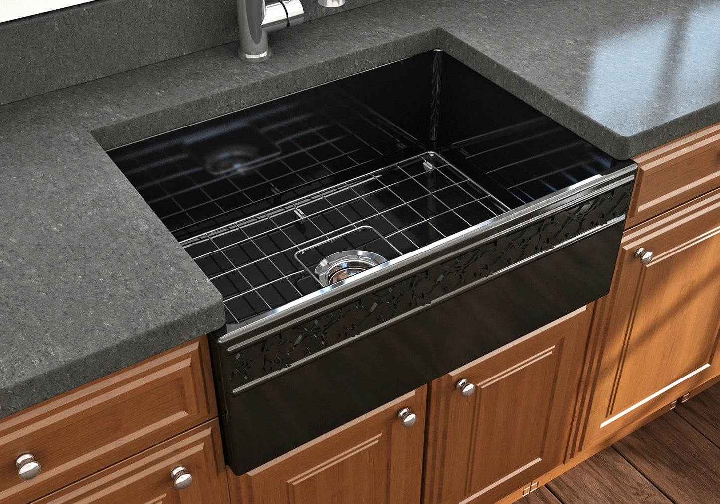 Vigneto Apron Front Fireclay 27" Single Bowl Kitchen Sink in Black