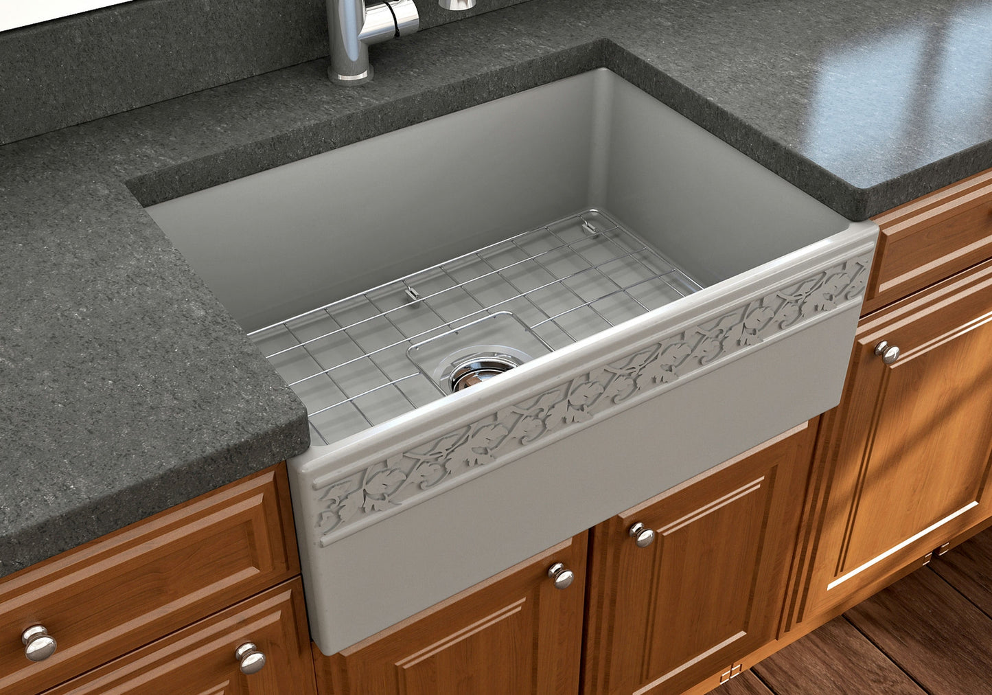 Vigneto Apron Front Fireclay 27" Single Bowl Kitchen Sink in Matte Gray