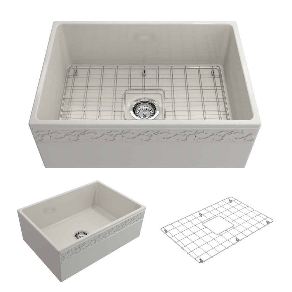Vigneto Apron Front Fireclay 27" Single Bowl Kitchen Sink in Biscuit