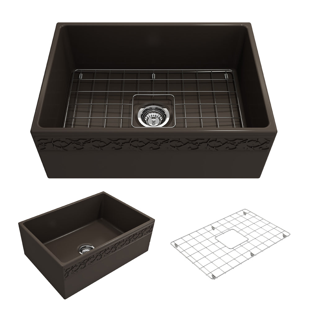 Vigneto Apron Front Fireclay 27" Single Bowl Kitchen Sink in Matte Brown