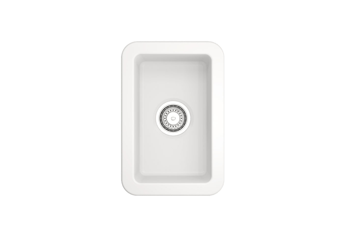 Sotto Dual-mount Fireclay 12" Single Bowl Bar Sink with Strainer in Matte White
