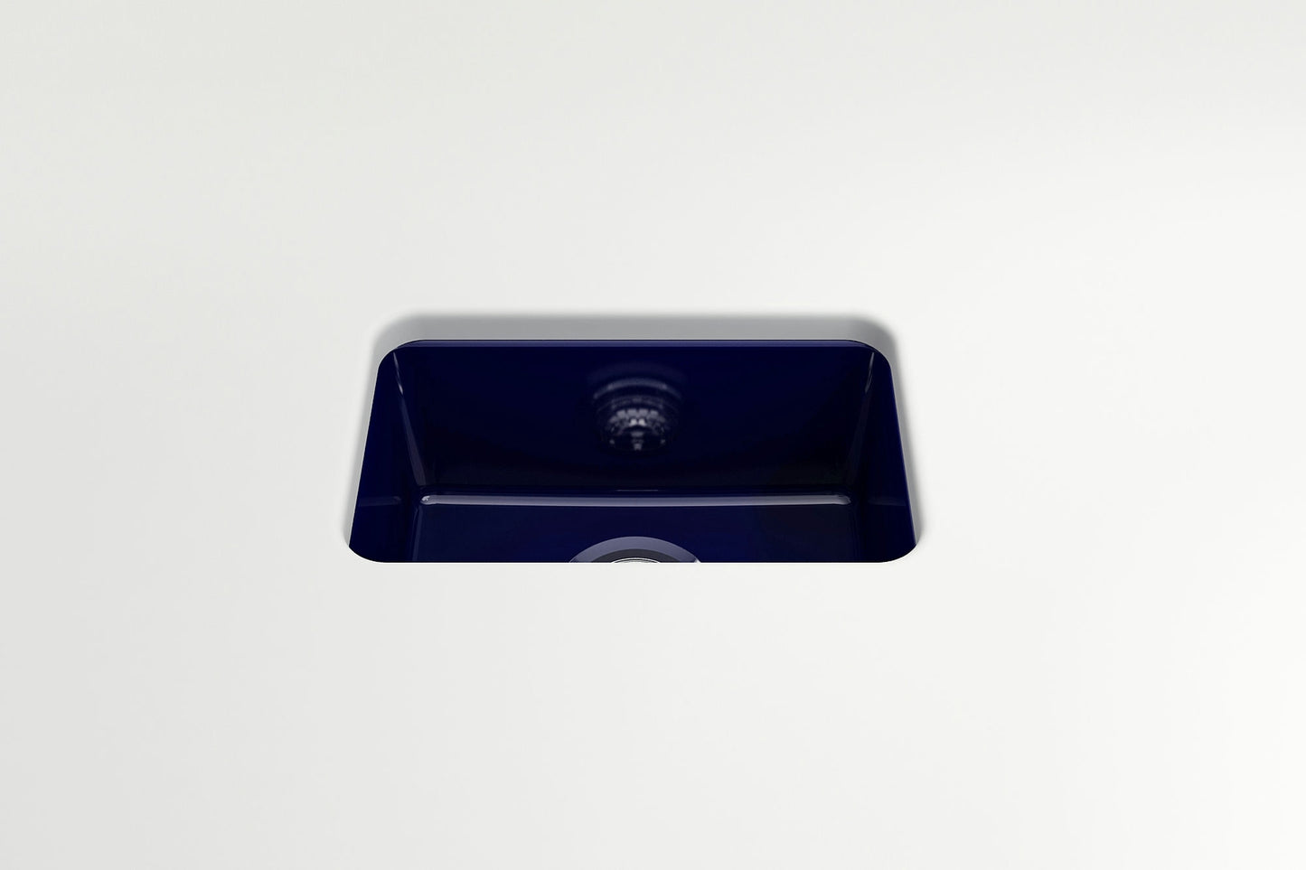 Sotto Dual-mount Fireclay 12" Single Bowl Bar Sink with Strainer, Sapphire Blue