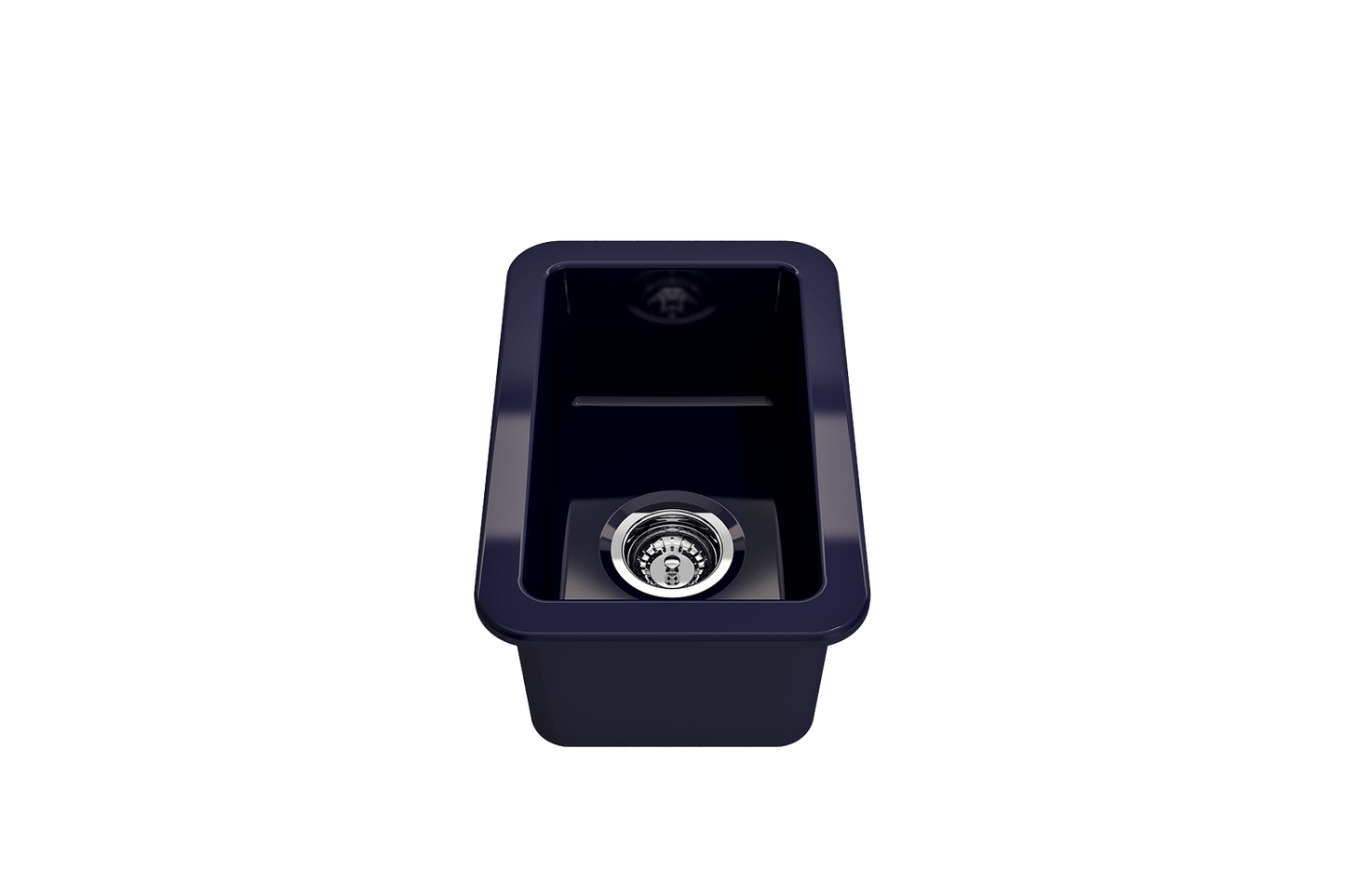 Sotto Dual-mount Fireclay 12" Single Bowl Bar Sink with Strainer, Sapphire Blue