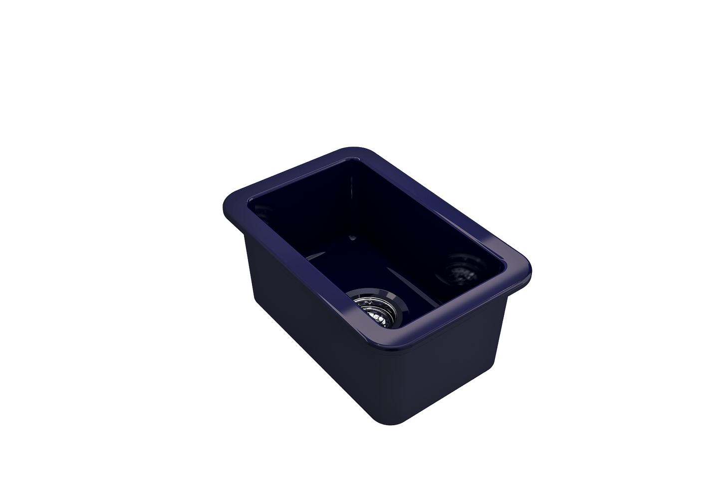Sotto Dual-mount Fireclay 12" Single Bowl Bar Sink with Strainer, Sapphire Blue