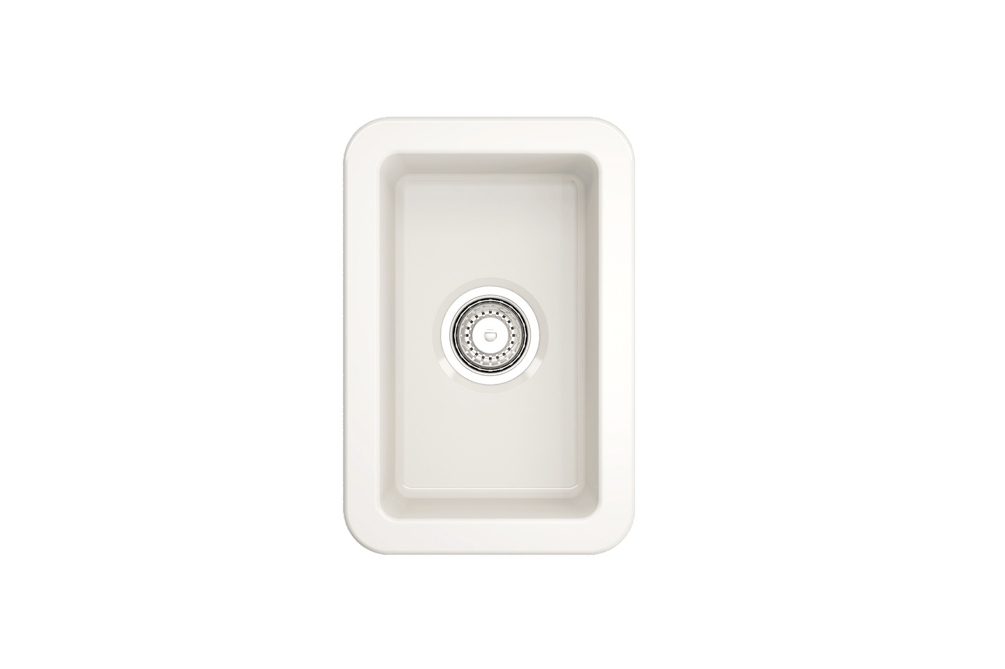 Sotto Dual-mount Fireclay 12" Single Bowl Bar Sink with Strainer in Biscuit