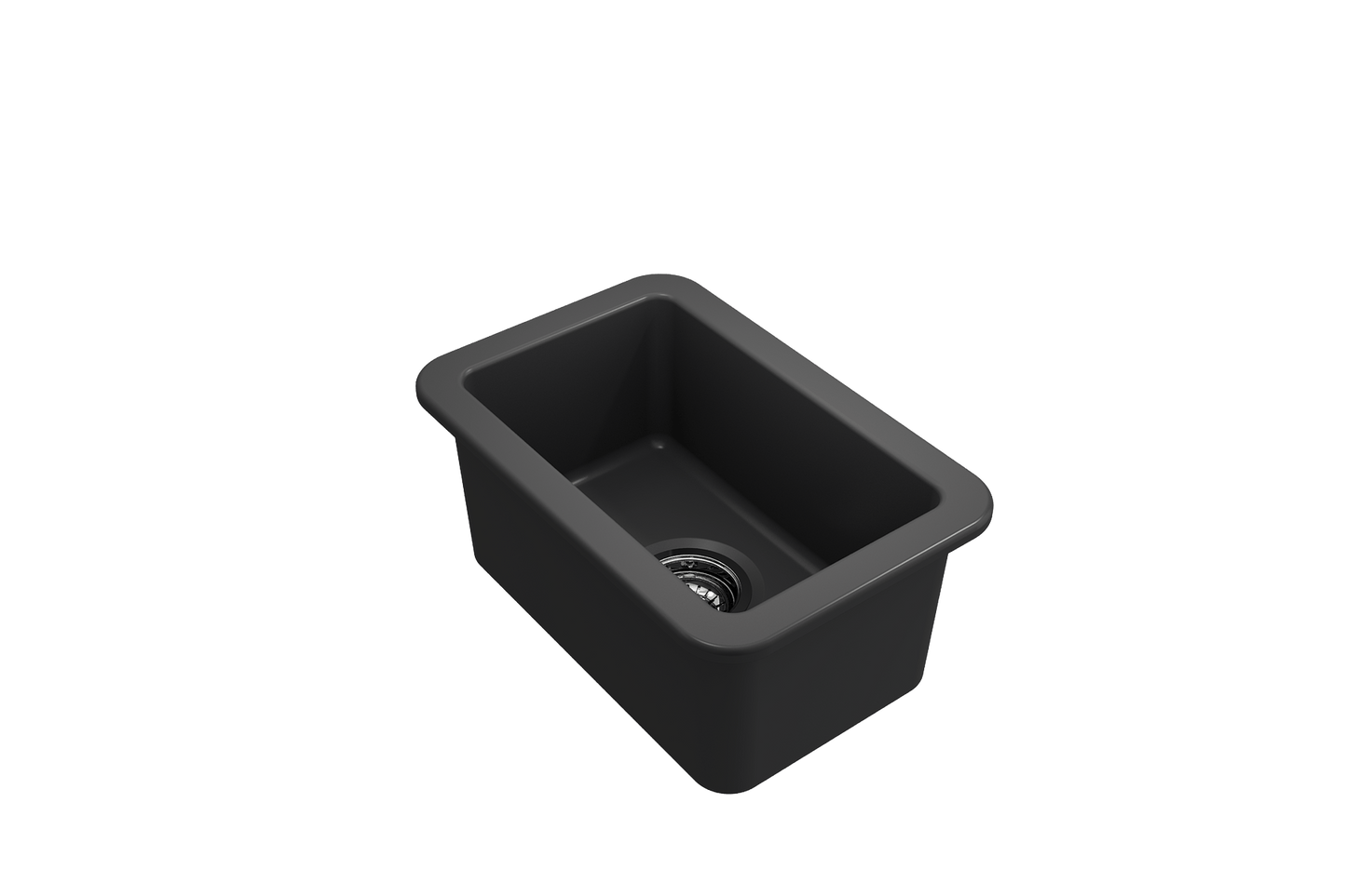 Sotto Dual-mount Fireclay 12" Single Bowl Bar Sink with Strainer in Dark Gray