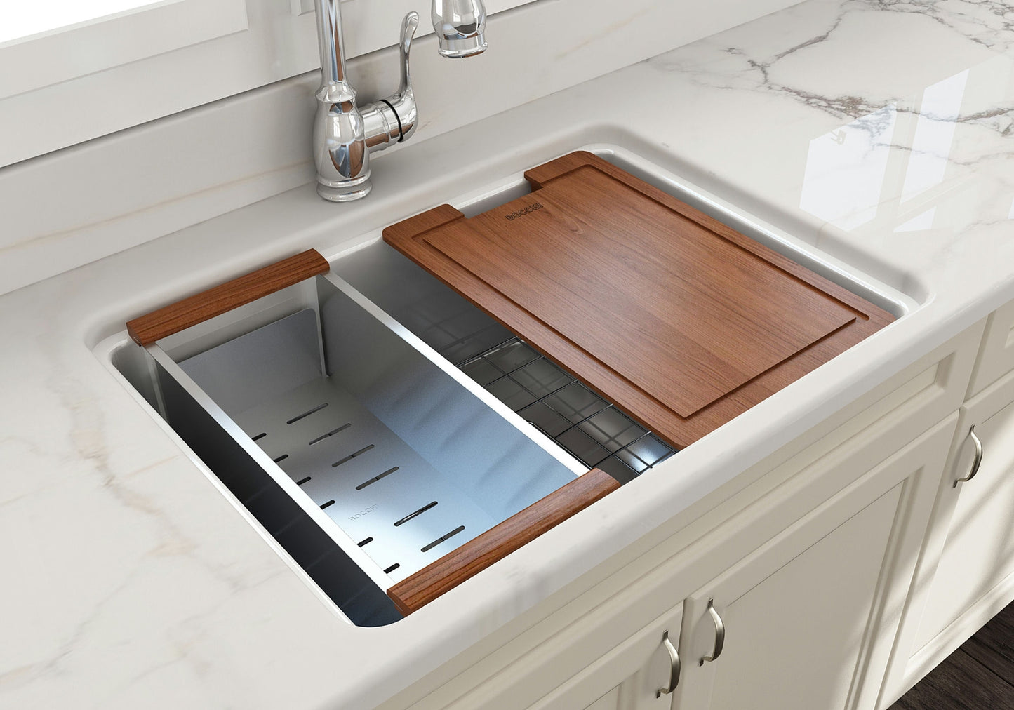Sotto Dual-mount Fireclay 27" Single Bowl Kitchen Sink in White