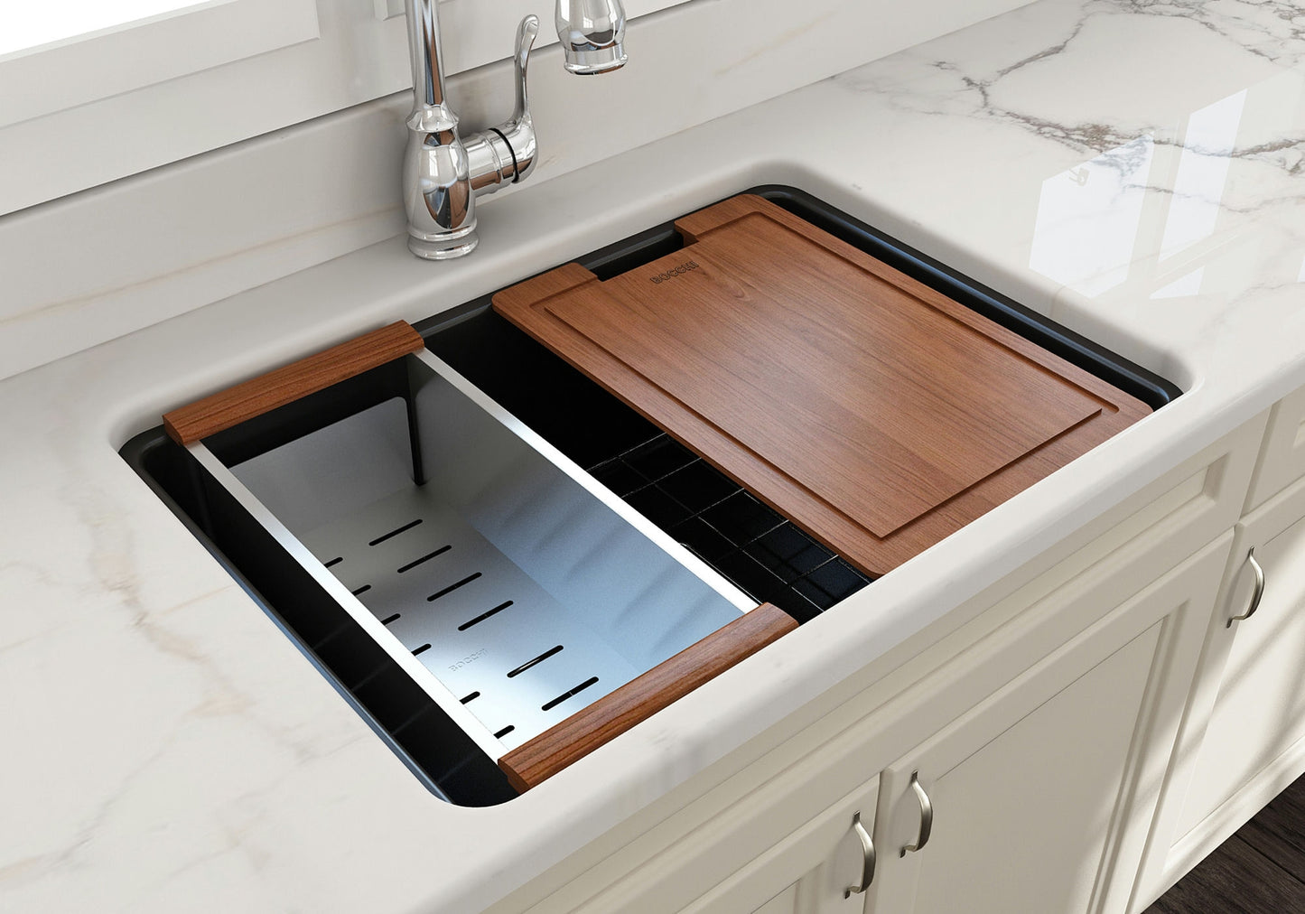 Sotto Dual-mount Fireclay 27" Single Bowl Kitchen Sink in Matte Black