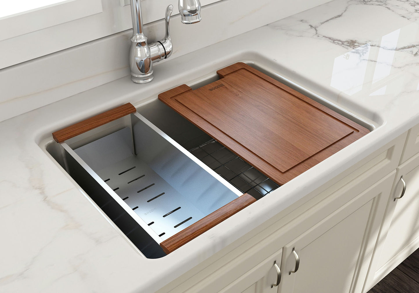 Sotto Dual-mount Fireclay 27" Single Bowl Kitchen Sink in Biscuit