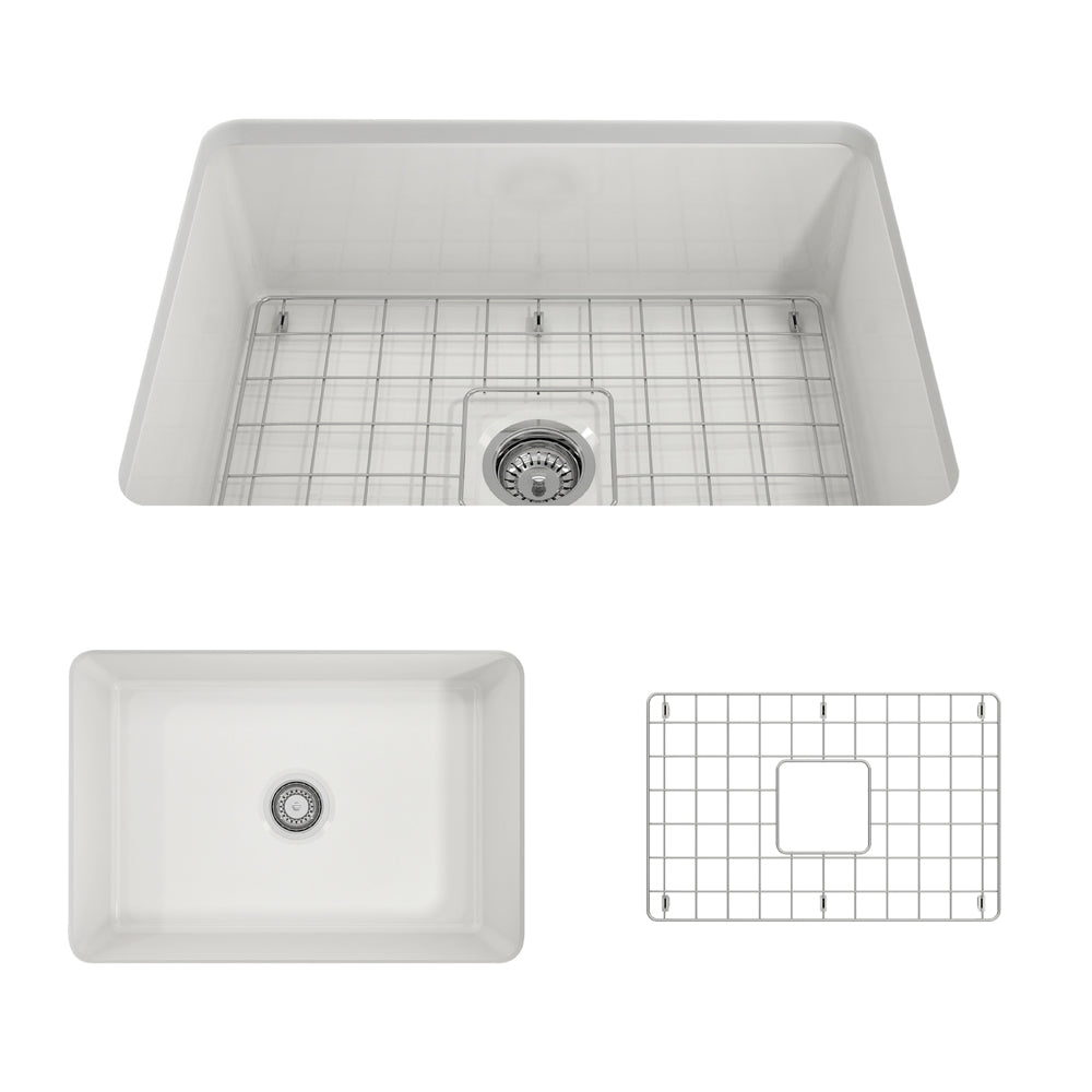 Sotto Dual-mount Fireclay 27" Single Bowl Kitchen Sink in White