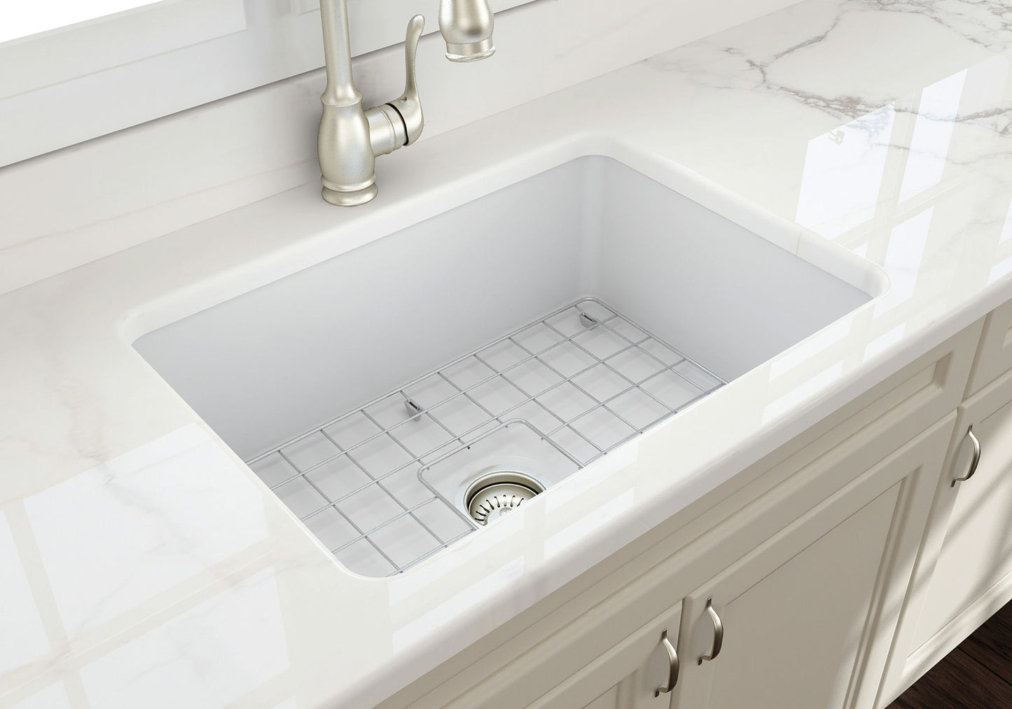 Sotto Dual-mount Fireclay 27" Single Bowl Kitchen Sink in Matte White