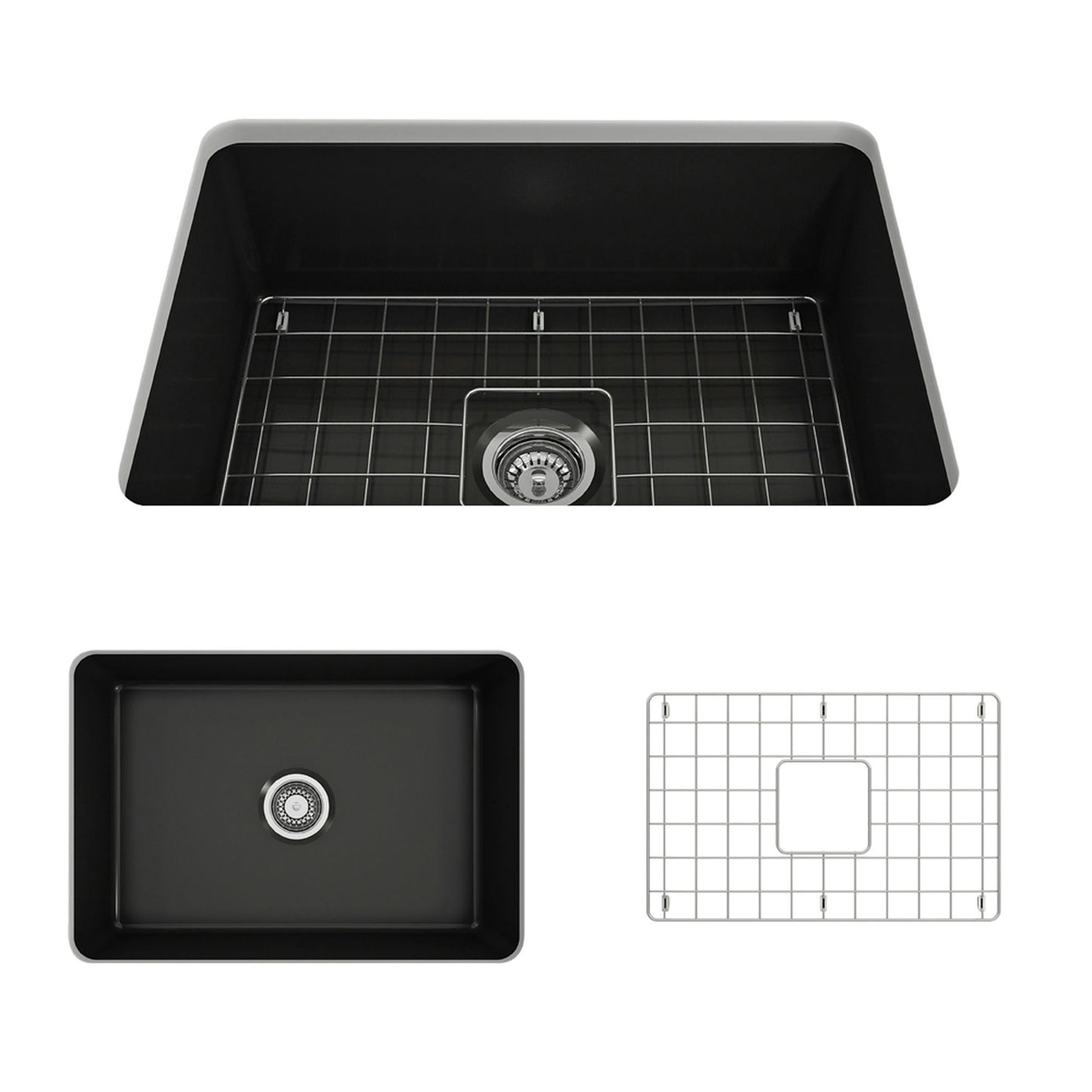Sotto Dual-mount Fireclay 27" Single Bowl Kitchen Sink in Matte Black