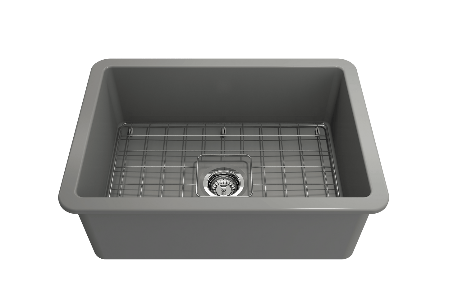Sotto Dual-mount Fireclay 27" Single Bowl Kitchen Sink in Matte Gray