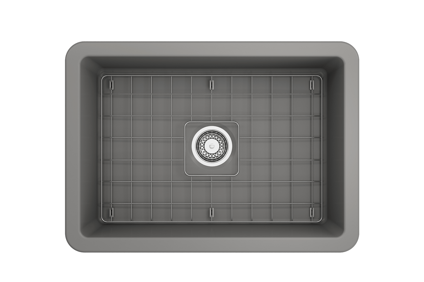 Sotto Dual-mount Fireclay 27" Single Bowl Kitchen Sink in Matte Gray