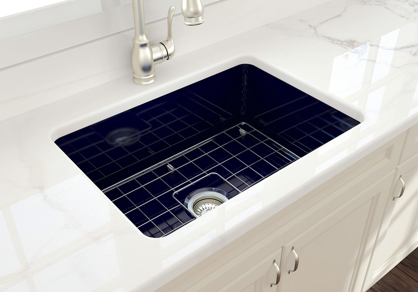 Sotto Dual-mount Fireclay 27" Single Bowl Kitchen Sink in Sapphire Blue
