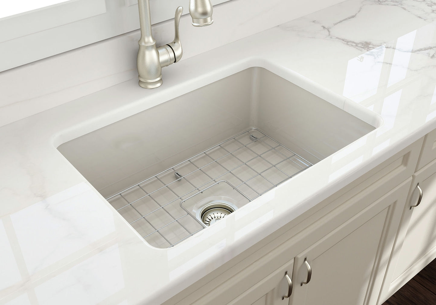 Sotto Dual-mount Fireclay 27" Single Bowl Kitchen Sink in Biscuit
