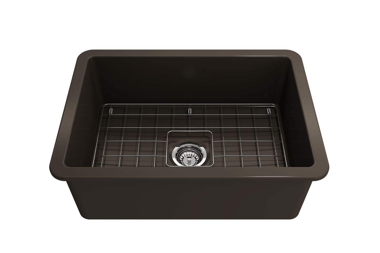 Sotto Dual-mount Fireclay 27" Single Bowl Kitchen Sink in Matte Brown