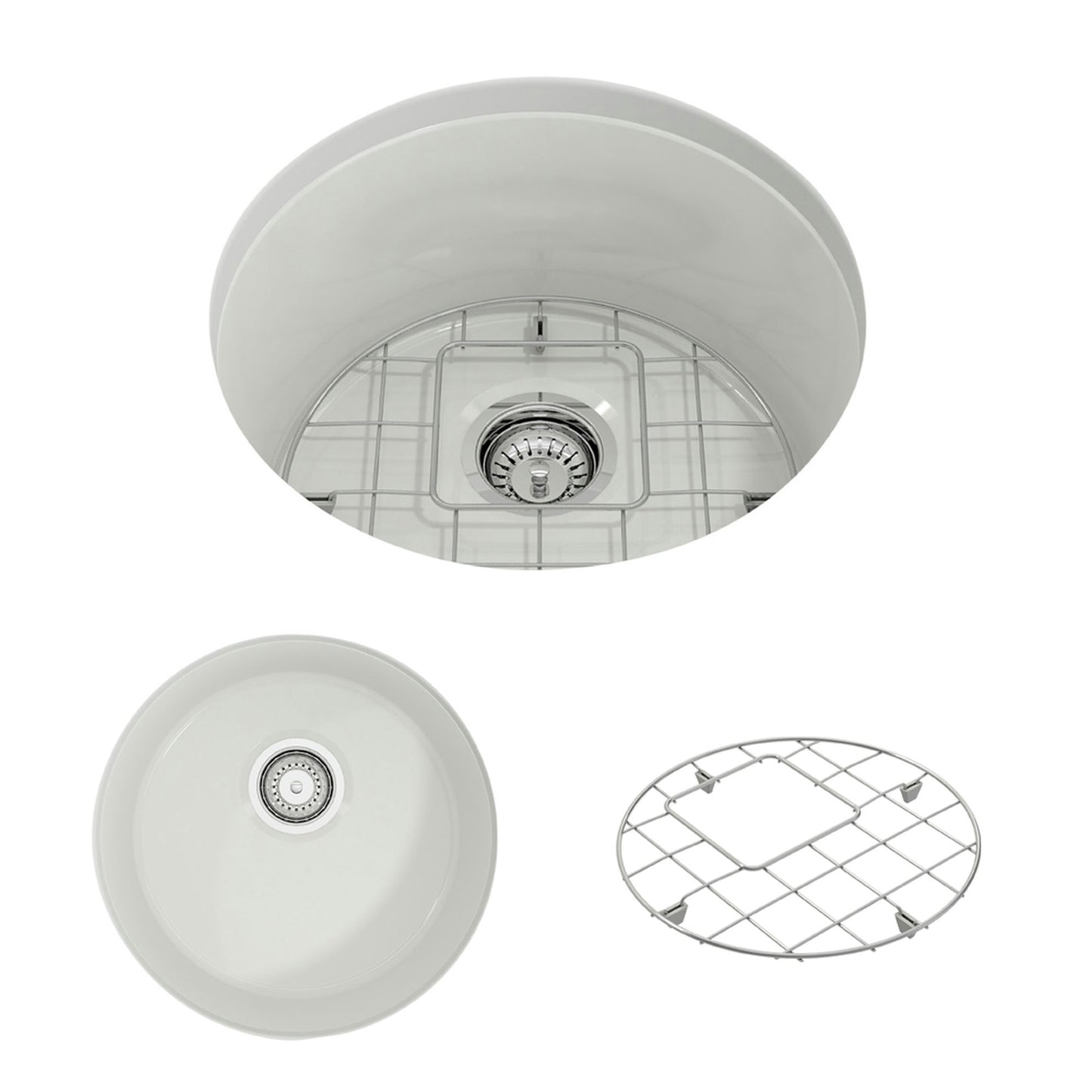 Sotto Round Dual-mount Fireclay 18.5" Single Bowl Bar Sink in White