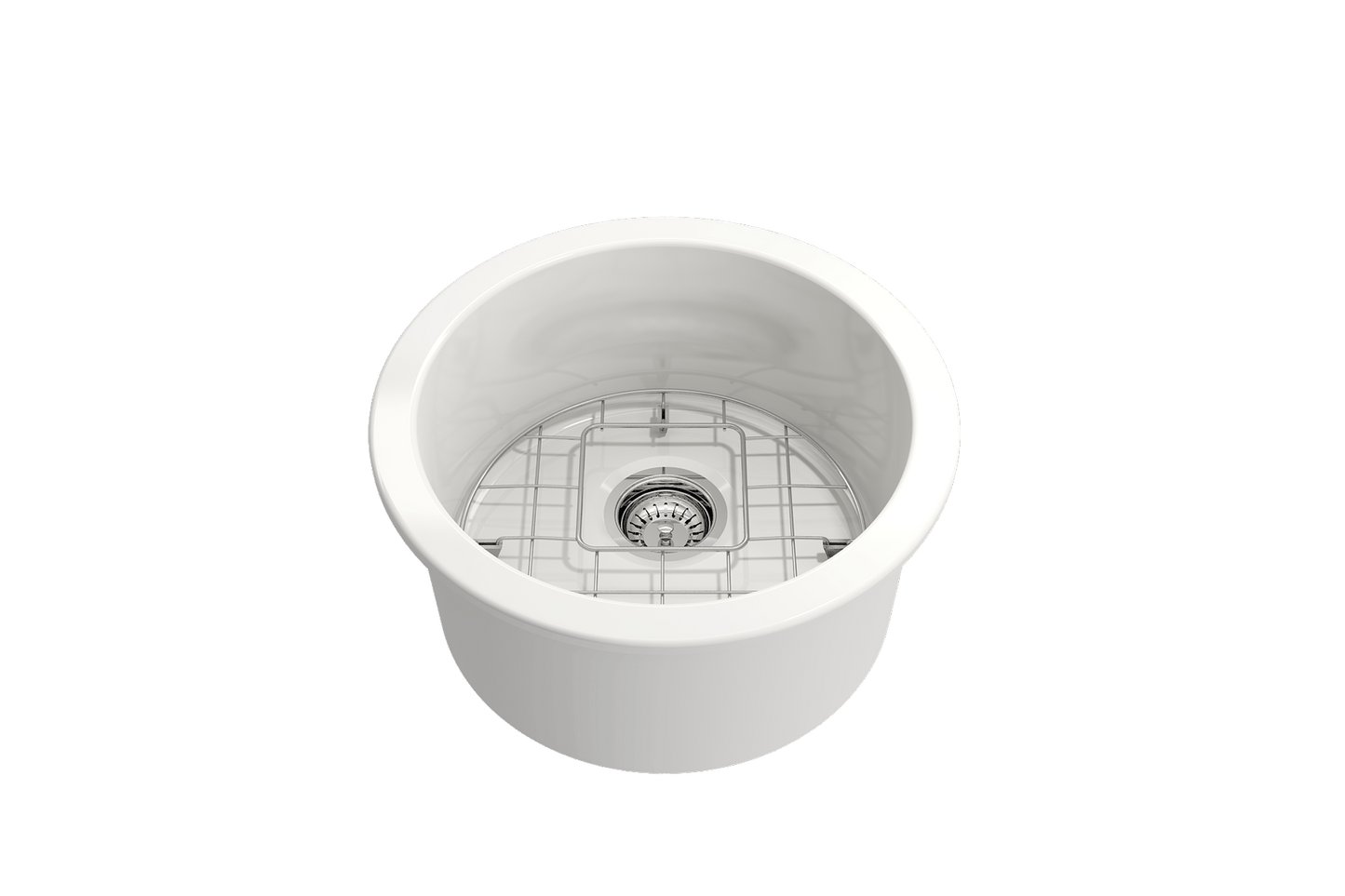Sotto Round Dual-mount Fireclay 18.5" Single Bowl Bar Sink in White