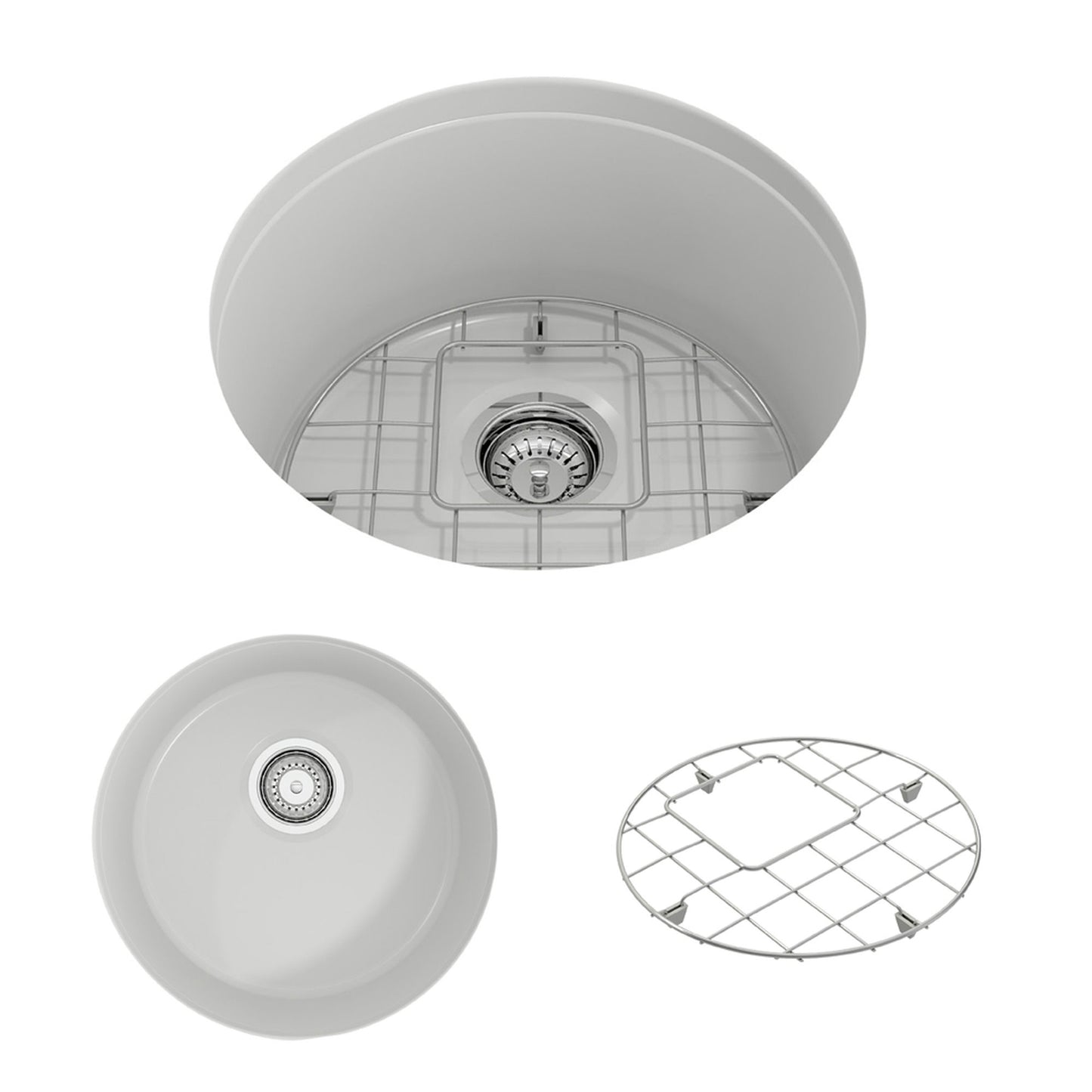 Sotto Round Dual-mount Fireclay 18.5" Single Bowl Bar Sink in Matte White