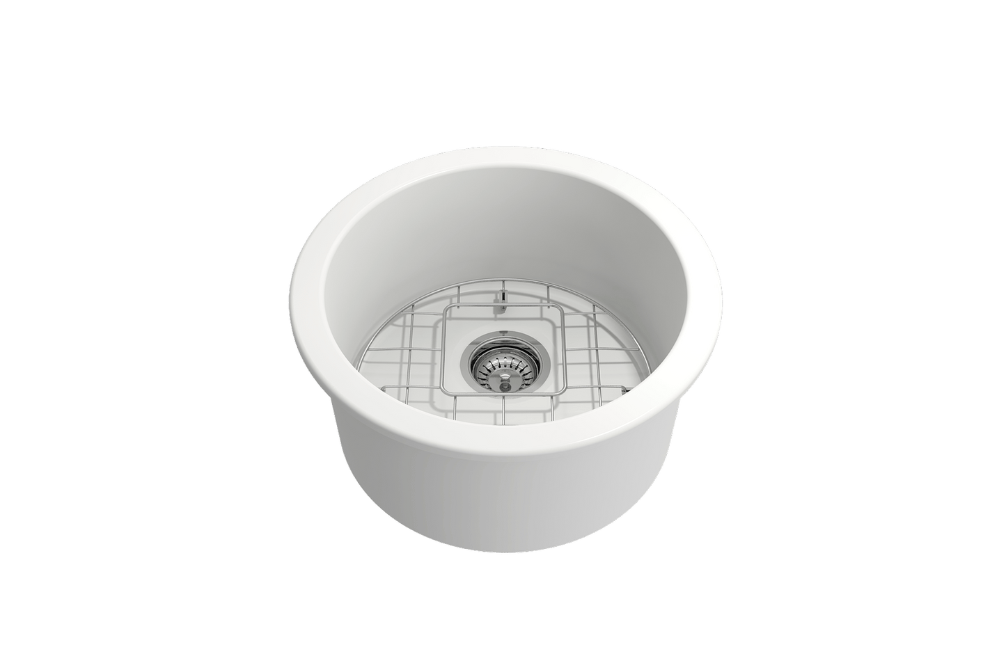 Sotto Round Dual-mount Fireclay 18.5" Single Bowl Bar Sink in Matte White