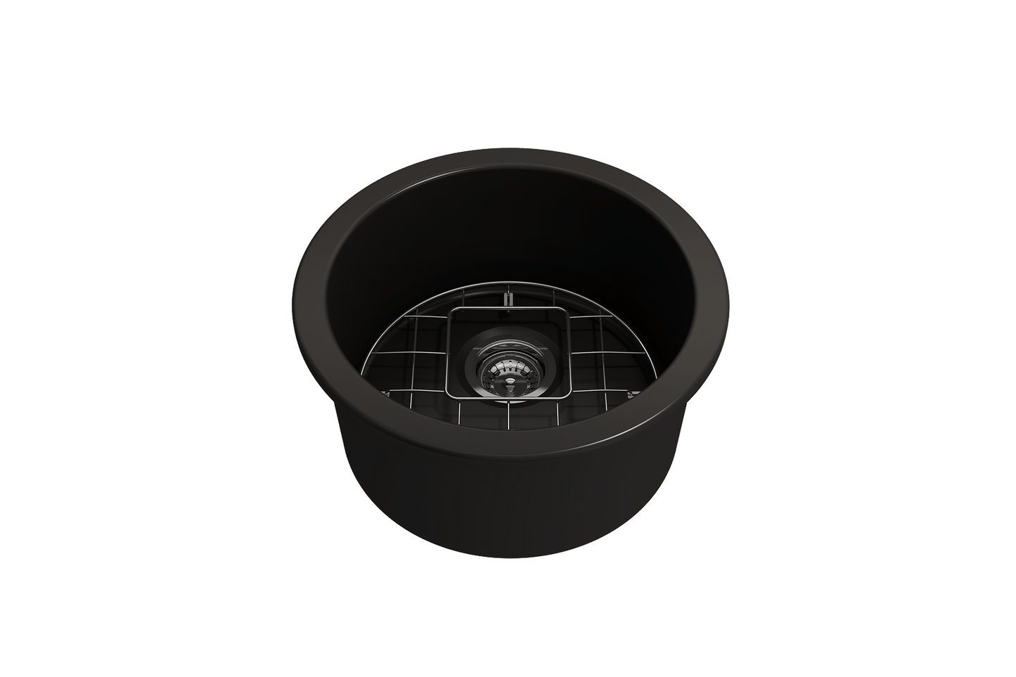 Sotto Round Dual-mount Fireclay 18.5" Single Bowl Bar Sink in Matte Black