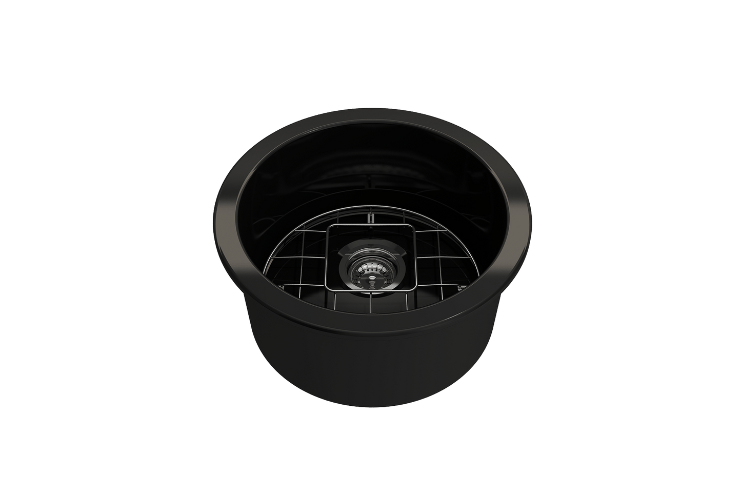 Sotto Round Dual-mount Fireclay 18.5" Single Bowl Bar Sink in Black