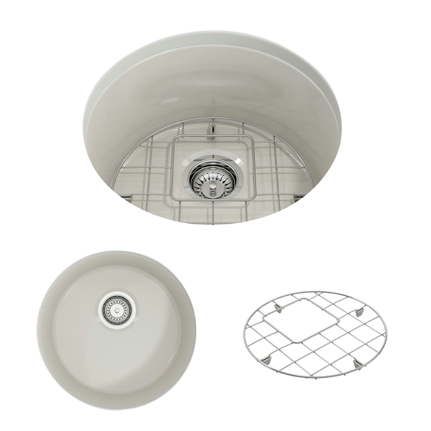 Sotto Round Dual-mount Fireclay 18.5" Single Bowl Bar Sink in Biscuit