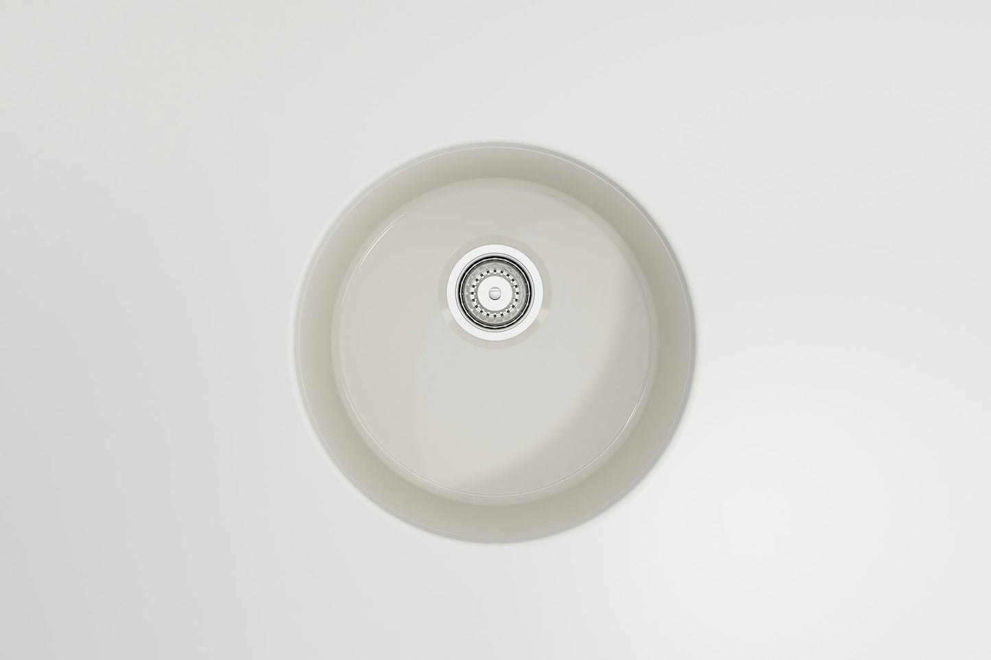 Sotto Round Dual-mount Fireclay 18.5" Single Bowl Bar Sink in Biscuit