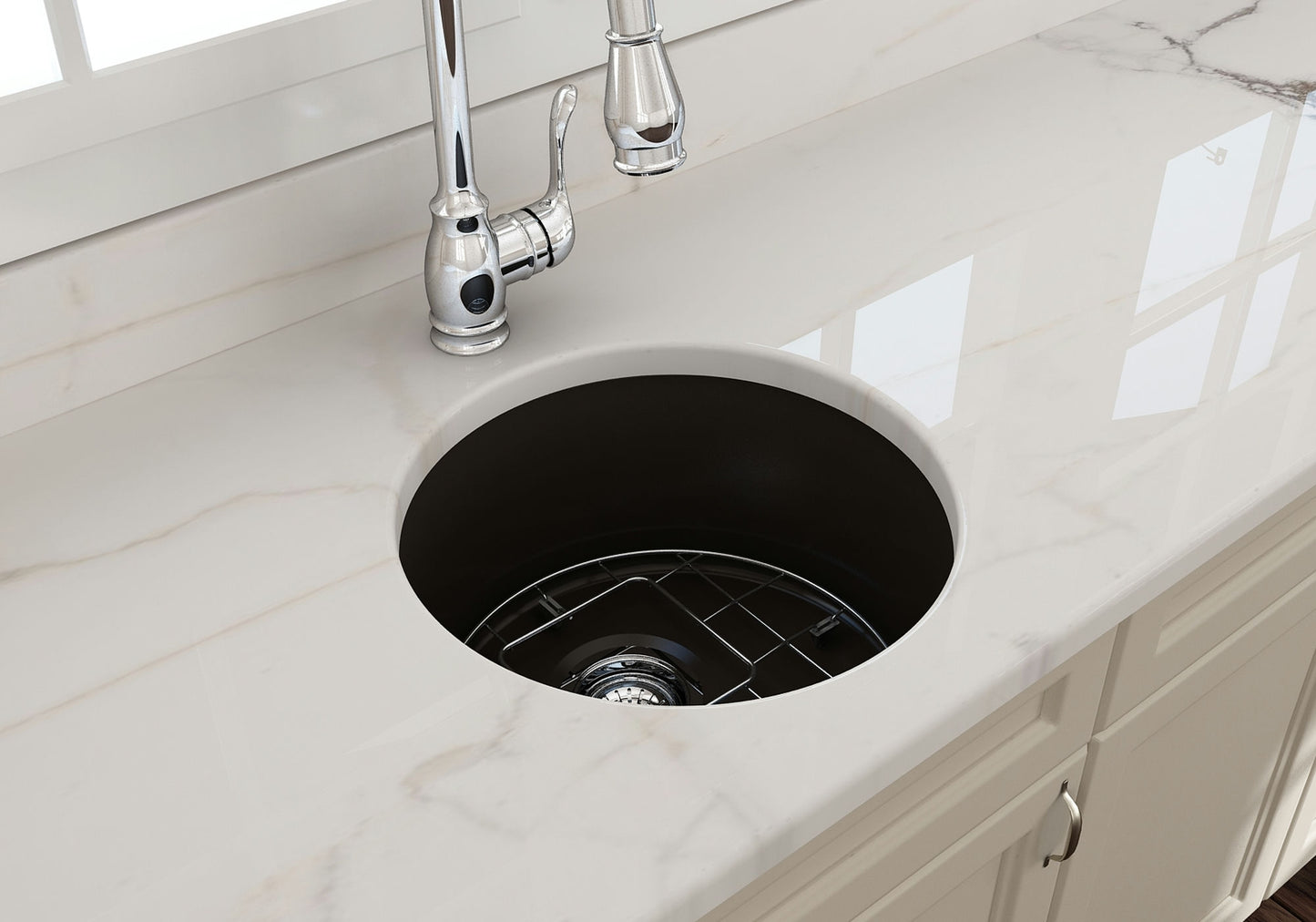 Sotto Round Dual-mount Fireclay 18.5" Single Bowl Bar Sink in Matte Brown