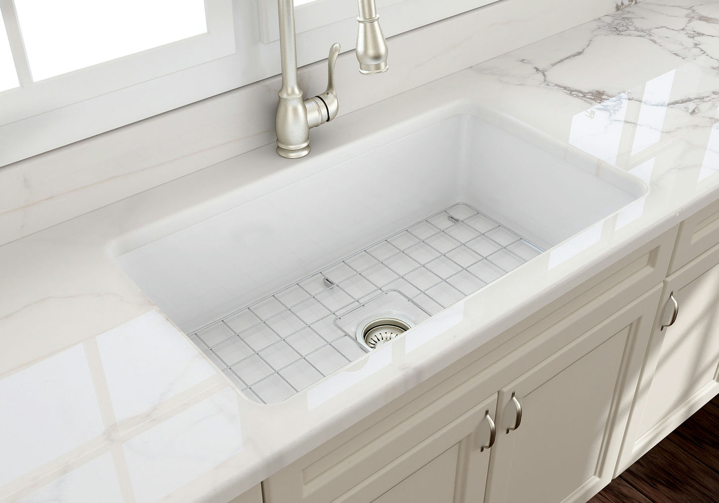 Sotto Dual-mount Fireclay 32" Single Bowl Kitchen Sink in White