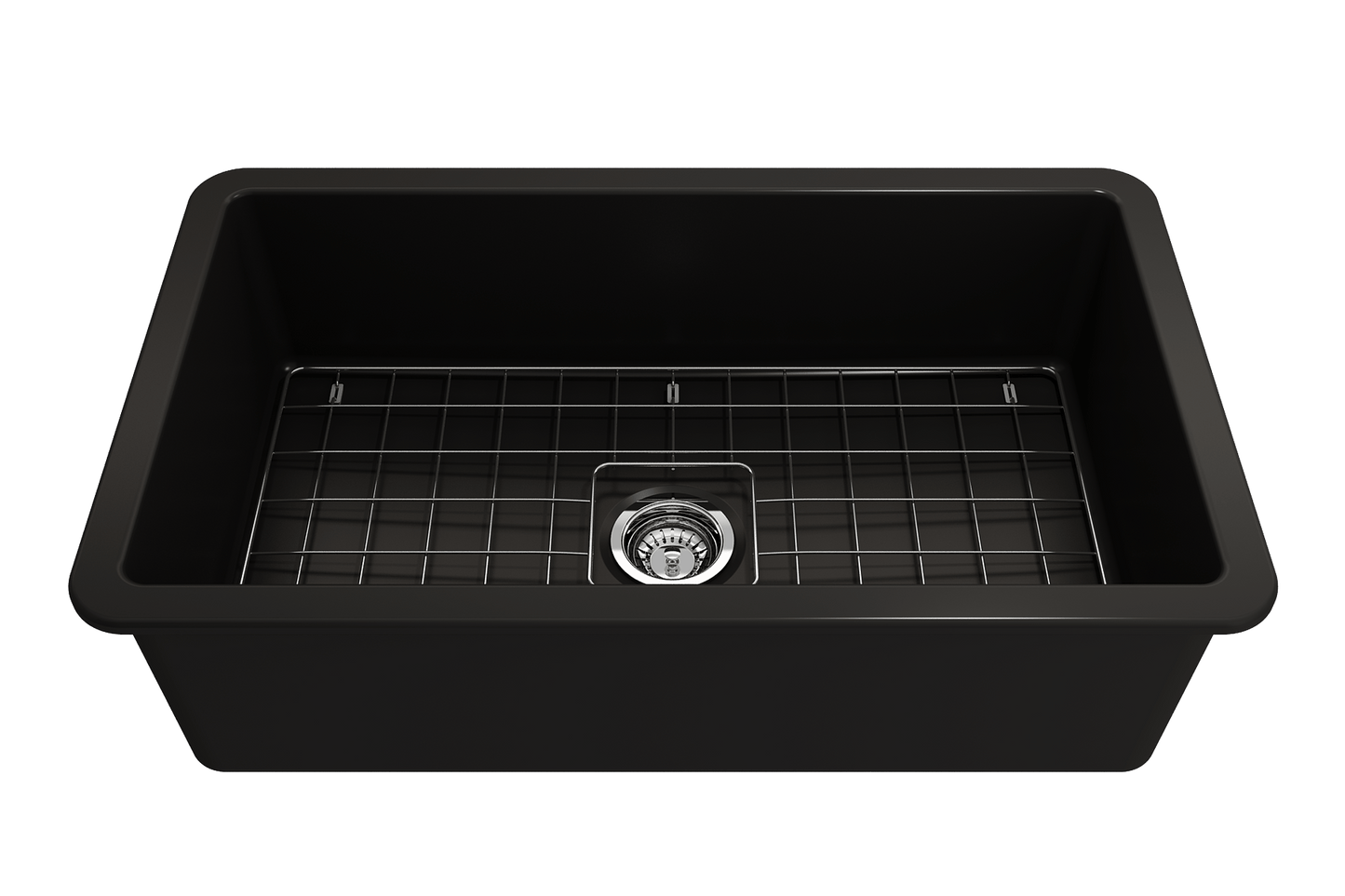 Sotto Dual-mount Fireclay 32" Single Bowl Kitchen Sink in Matte Black