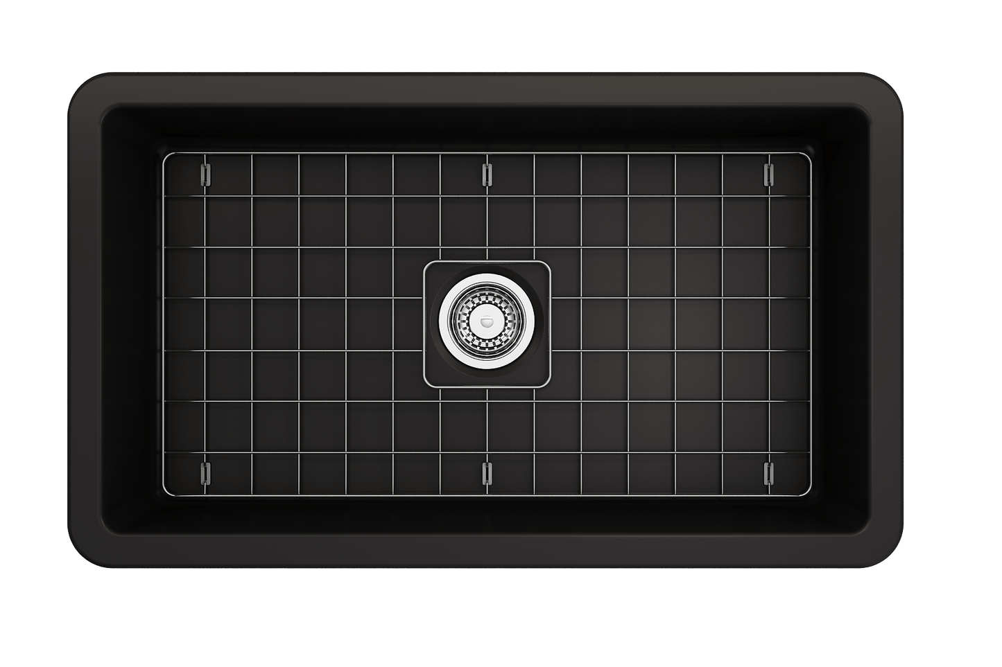 Sotto Dual-mount Fireclay 32" Single Bowl Kitchen Sink in Matte Black